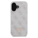 Guess PU 4G Strass Triangle Metal Logo kryt pro iPhone 16 růžový