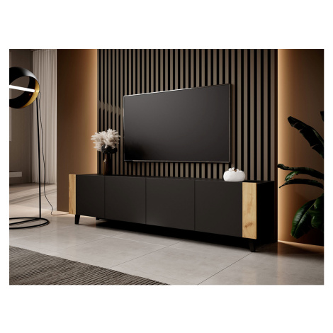 Moderní TV stolek Serafen, černý/dub craft