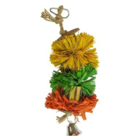 Duvo+ Závěsná barevná hračka pro exoty z rafie, bambusu a kokosu 24,1 × 6,4 × 6,4 cm S