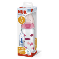NUK FC+ Láhev skleněná s kontrolou teploty 240 ml - růžová