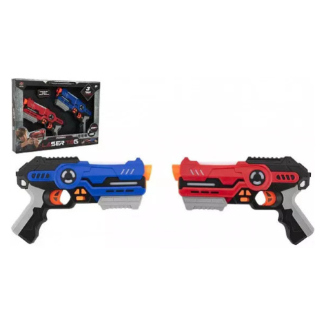 Pistole 2ks laser game plast 25cm na baterie se zvukem a se světlem v krabici 46x33x6cm Teddies