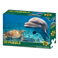 3d puzzle delfín a želva 100 dílků