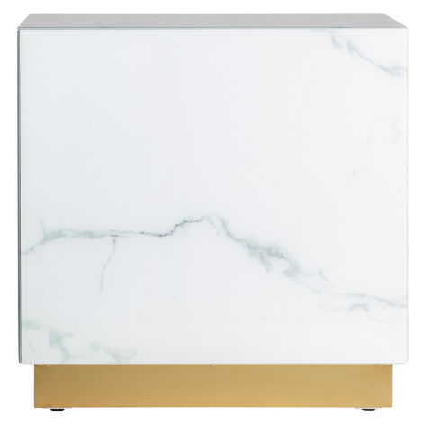 Estila Art-deco elegantní příruční stolek Moraira čtvercového tvaru s mramorovým vzorem a zlatou