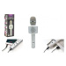 Mikrofon karaoke Bluetooth stříbrný na baterie s USB kabelem v krabici 10x28x8,5cm