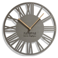 Jednoduché nástěnné hodiny v dřevěném designu šedé