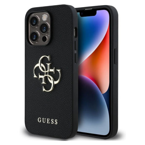 Guess PU Grained 4G Metal Logo kryt iPhone 14 Pro černý