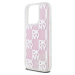 DKNY Liquid Glitter Checkered Pattern kryt iPhone 15 Pro růžový