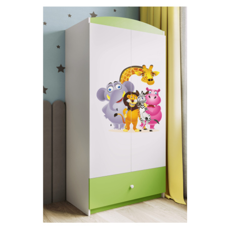 Kocot kids Dětská skříň Babydreams 90 cm ZOO zelená