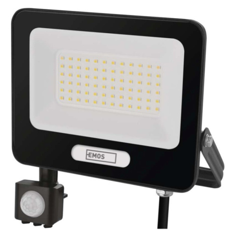 LED reflektor GLARO s pohybovým čidlem, 50 W, černý, IP54, 5000 lm, neutrální bílá EMOS