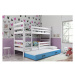 Dětská patrová postel ERYK s výsuvným lůžkem 80x160 cm - bílá Modrá
