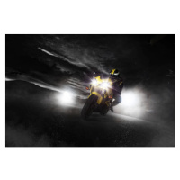 Fotografie Supersport motorcycle driver at night with, Jag_cz, 40 × 26.7 cm