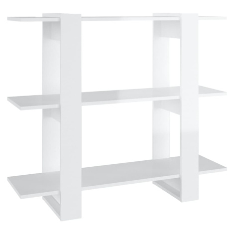 vidaXL Knihovna / dělicí stěna bílá s vysokým leskem 100 x 30 x 87 cm