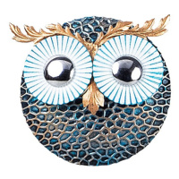 Wallity Nástěnná kovová dekorace OWL II modrá/stříbrná