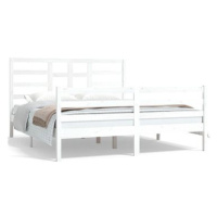 Rám postele bílý masivní dřevo 160 × 200 cm, 3105871