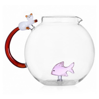 Ichendorf Milano designové džbány Tabby Cat Jug Pink Fish & White Cat with Amber Tail