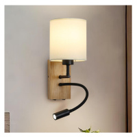 Brilagi - LED Nástěnná lampa NUBILA WOOD 1xE27/25W/230V+LED/3W dub/černá/krémová BRI129