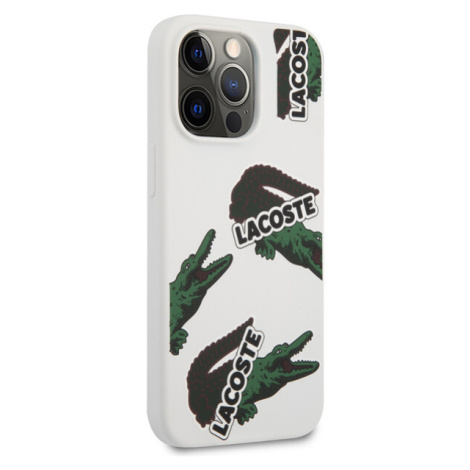 Lacoste Liquid Silicone Allover Pattern Kryt pro iPhone 13 Pro Max White