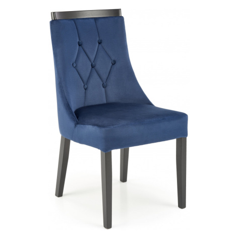 Jídelní židle ROYAL — masiv, látka, černá / modrá