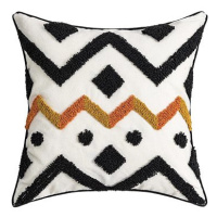 ANNAM Povlak norský styl, s černým a žlutým zig zag motivem - samet, barevný 45 × 45 cm