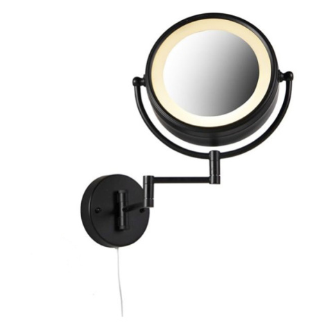 Designové nástěnné zrcadlo černé včetně LED nastavitelného IP44 s tažným lankem - Vicino QAZQA