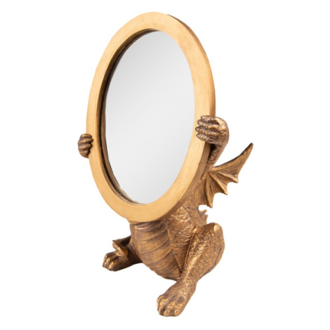 Zlaté antik stolní zrcadlo Drak – 16x13x25 cm Clayre & Eef