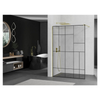 MEXEN/S KIOTO Sprchová zástěna WALK-IN 70x200 cm 8 mm, zlatá černý vzor 2 800-070-101-50-78