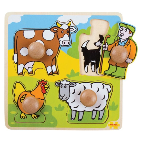 Bigjigs Toys Vkládací edukativní puzzle FARMA vícebarevná