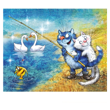 TSvetnoy, LG278e, Diamond painting - diamantové malování, 40 x 50 cm, Kočky - Na rybách