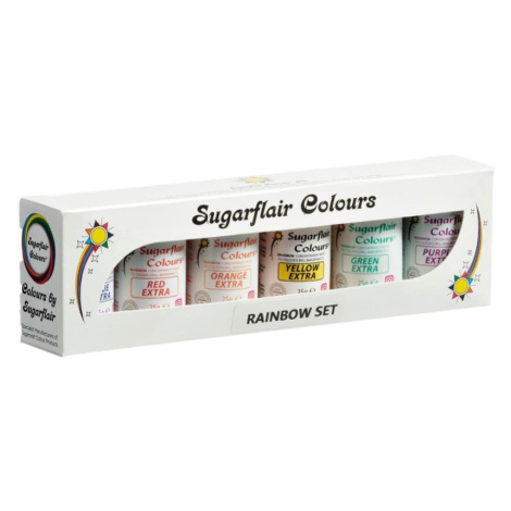 Sugarflair gelové barvy - Rainbow set - EXTRA colour 6x25g