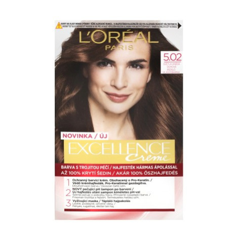 L&#039;Oréal Paris Excellence Créme permanentní barva na vlasy 5.02 světlá hnědá duhová,72+48+12+60 m