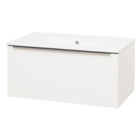 MEREO Mailo, koupelnová skříňka s keramickým umyvadlem 81 cm, bílá, chrom madlo CN516
