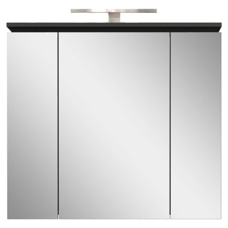 Antracitová koupelnová skříňka se zrcadlem a osvětlením 76x74 cm Modesto – Germania