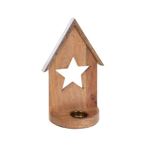 H&L Dřevěný svícen House 29cm, hvězda