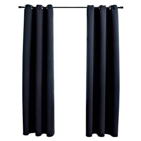 vidaXL Zatemňovací závěsy s kroužky 2 ks černé 97 x 213 cm látkové