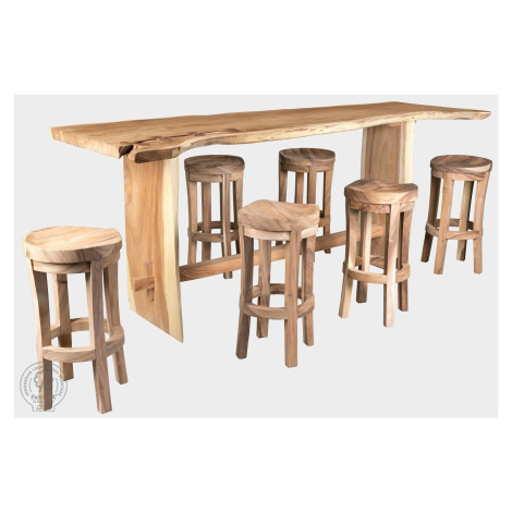 FaKOPA s. r. o. TRUNK BAR - dřevěný bar ze suaru 277 x 80 cm + 4 židle