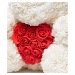 mamido  Medvídek z růží Rose Bear bílý se srdíčkem 40 cm