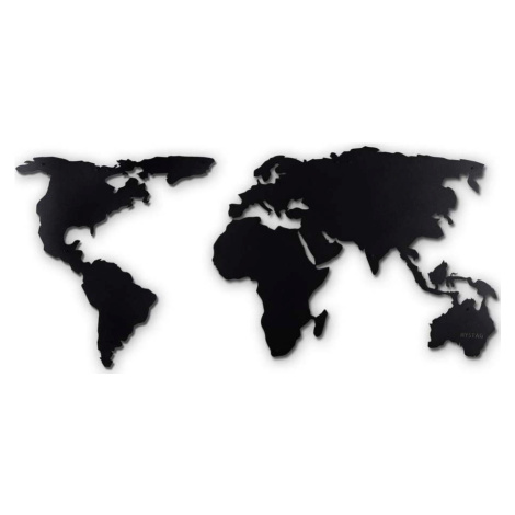 Černá nástěnná kovová dekorace World Map XL Bystag