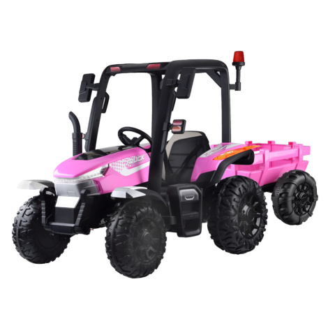 Mamido Dětský elektrický traktor s přívěsem Blast 4x4 růžový