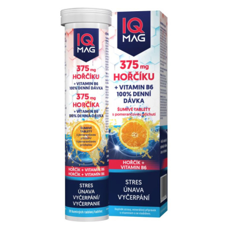 IQ Mag Hořčík 375 mg + B6 pomeranč 20 šumivých tablet