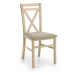 Dřevěná jídelní židle DARIUSZ – masiv, látka, více barev Bílá / Hnědá