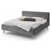 Tmavě šedá čalouněná dvoulůžková postel s úložným prostorem s roštem 160x200 cm Mattis - Meise M