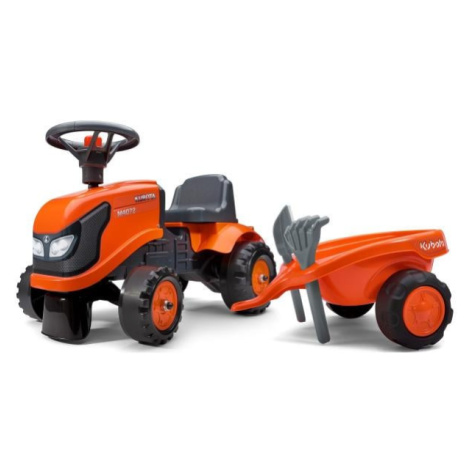 FALK 260C Baby Kubota ride-on traktor s přívěsem, hrábě & lopata