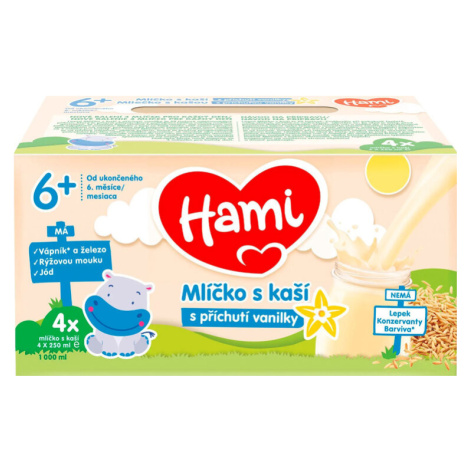 HAMI mlíčko s kaší s příchutí vanilky 4x250 ml