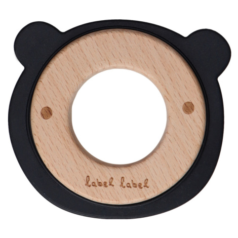 LABEL-LABEL - Kousátko Medvídek dřevo & silikon, černé