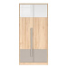 JERIMOTH šatní skříň 2D, buk iconic/bílý lesk/šedá, 5 let záruka