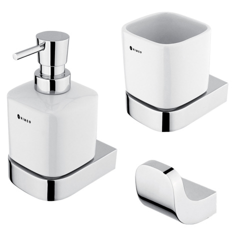 Nimco Set Dávkovač mýdla, Držák na kartáčky, Háček – nerezový Nikau chrom NK-set-31K-26