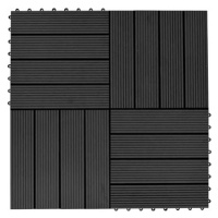 SHUMEE Terasové dlaždice z dřevoplastu 30 × 30 cm, 11 ks, 1 m2, černé