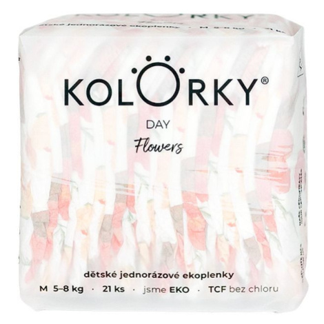 KOLORKY DAY Jednorázové eko plenky vel. M 5-8 kg 21 ks květy