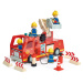 Dřevěné hasičské auto Fire Engine Tender Leaf Toys s funkční plošinou a 4 hasiči s doplňky