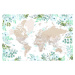 Mapa Floral bohemian world map with cities, Leanne, Blursbyai, 40 × 26.7 cm